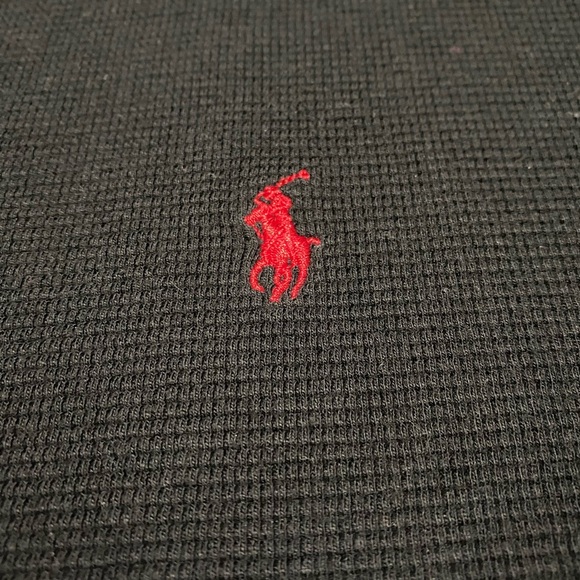 Polo Ralph Lauren Mens XL Black Thermal Sleepwear Shirt Top with Red Polo Logo. - Picture 3 of 7